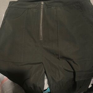 Dark Green High-Waisted Shorts